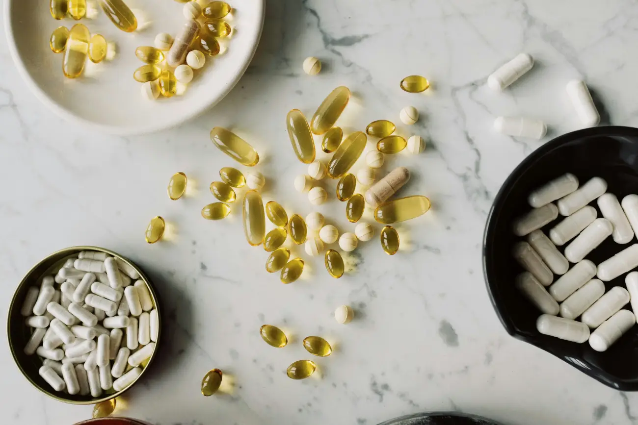 Close-up of Daily Vitamin Supplements and Pills